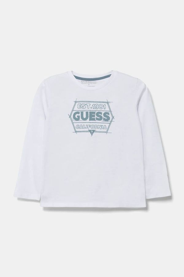 Guess Dječja pamučna majica dugih rukava Guess boja: bijela, s tiskom, N5RI26 K8HM4
