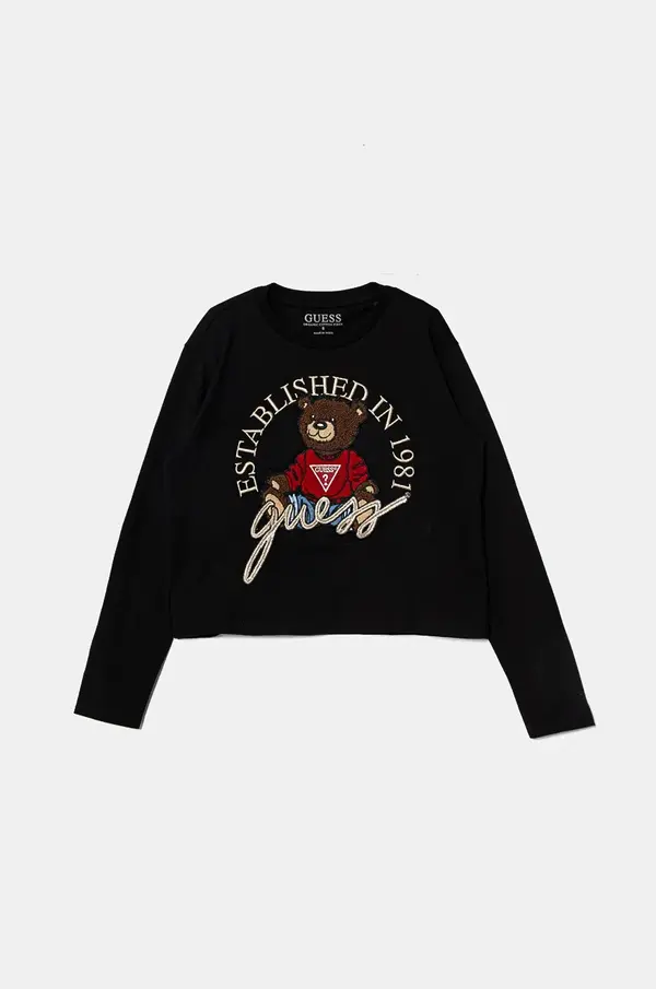 Guess Dječja pamučna majica dugih rukava Guess boja: crna, J4BI10 I3Z14