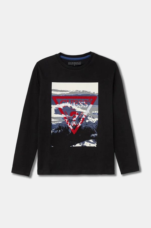 Guess Dječja pamučna majica dugih rukava Guess boja: crna, s tiskom, L4BI18 I3Z14