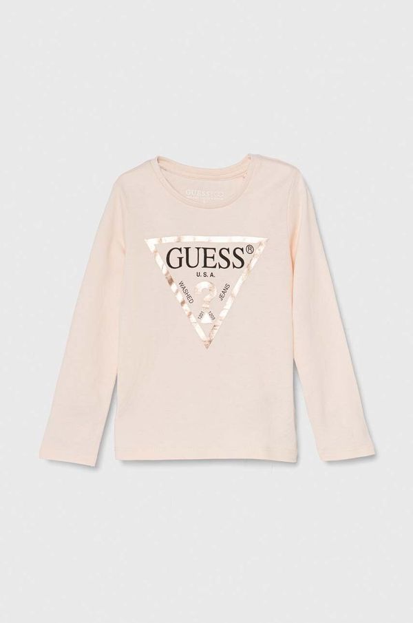 Guess Dječja pamučna majica dugih rukava Guess boja: narančasta