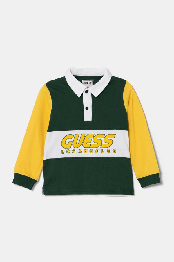 Guess Dječja pamučna majica dugih rukava Guess boja: zelena, s uzorkom, N5RP00 KCNQ4