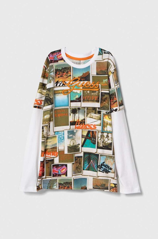 Guess Dječja pamučna majica dugih rukava Guess s uzorkom