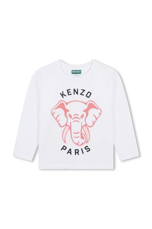 Kenzo kids Dječja pamučna majica dugih rukava Kenzo Kids boja: bijela, K60706
