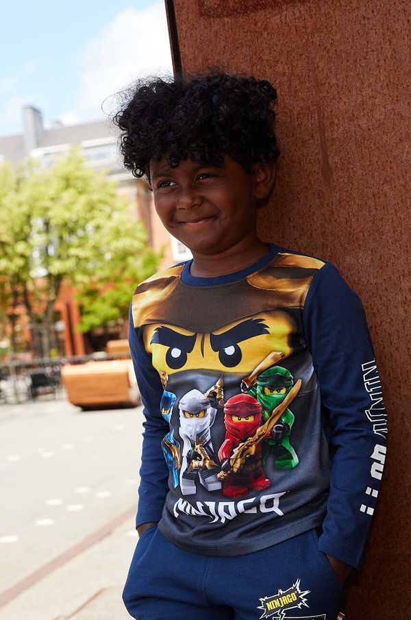 Lego Dječja pamučna majica dugih rukava Lego boja: tamno plava, s tiskom