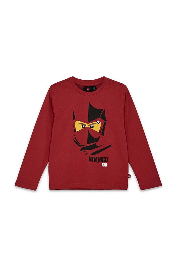 Lego Dječja pamučna majica dugih rukava Lego LWTANO 603 boja: bordo, s tiskom, 12011296