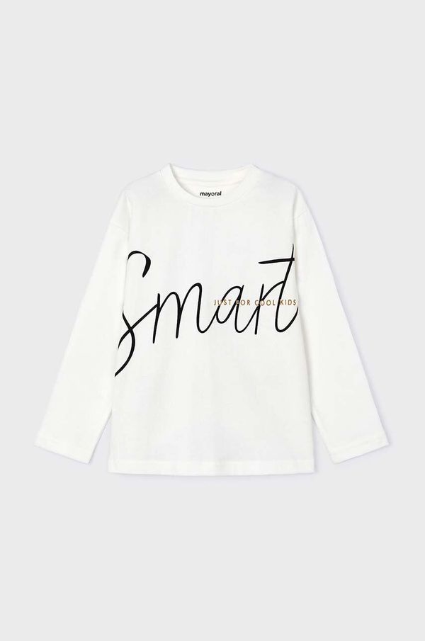 Mayoral Dječja pamučna majica dugih rukava Mayoral boja: bež, s tiskom, 4039
