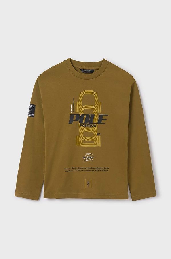 Mayoral Dječja pamučna majica dugih rukava Mayoral boja: bež, s tiskom, 7087