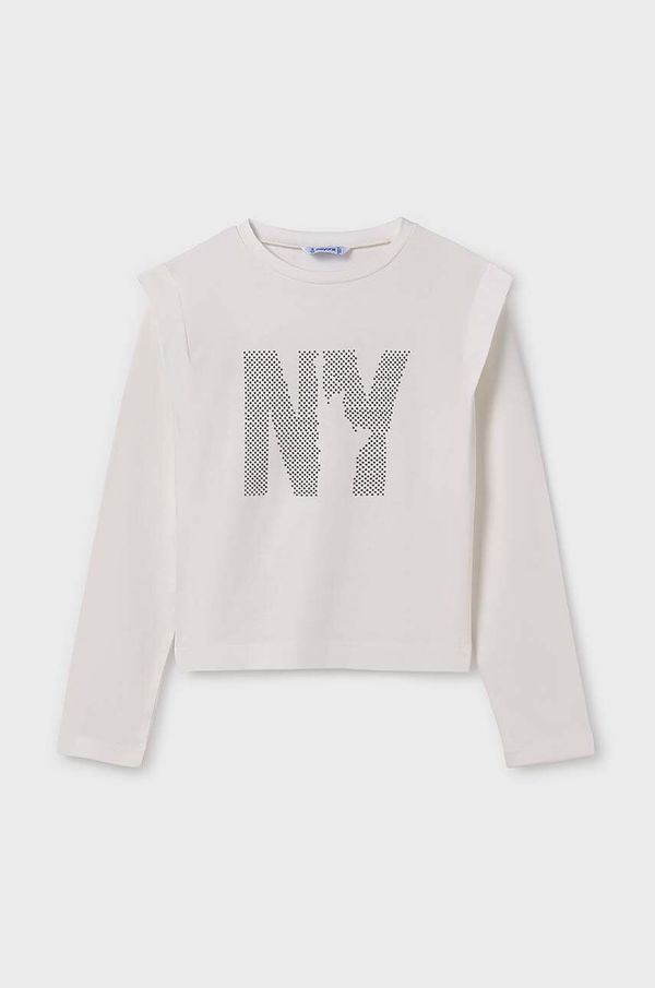 Mayoral Dječja pamučna majica dugih rukava Mayoral boja: bijela, 7012