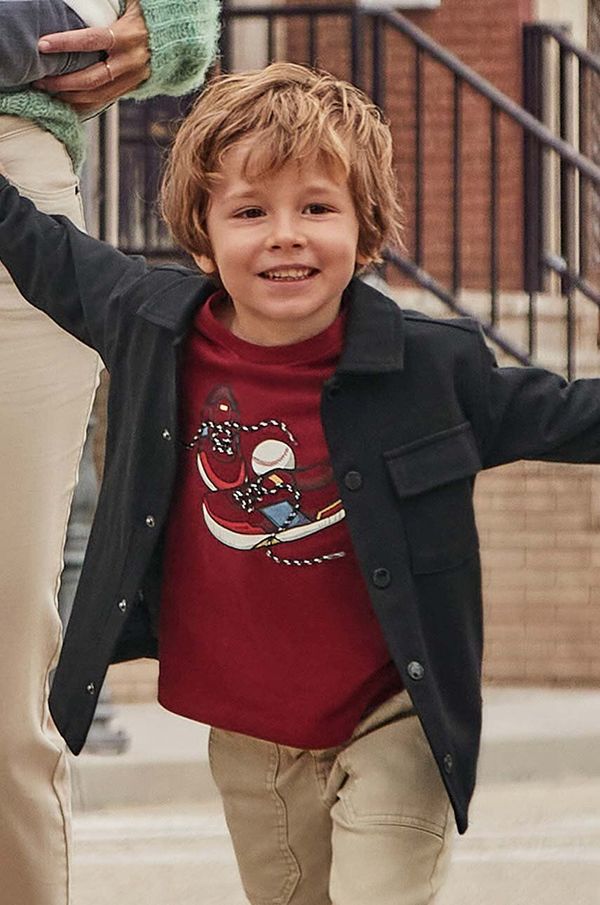 Mayoral Dječja pamučna majica dugih rukava Mayoral boja: bordo, s tiskom, 4040