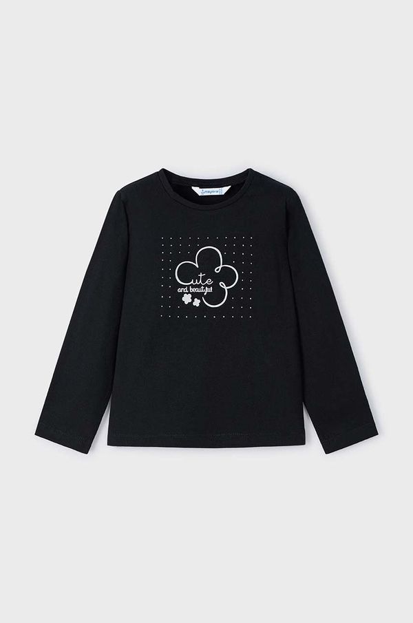 Mayoral Dječja pamučna majica dugih rukava Mayoral boja: crna, 178