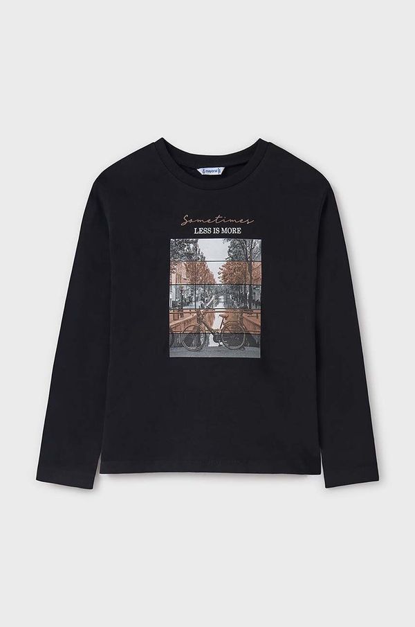 Mayoral Dječja pamučna majica dugih rukava Mayoral boja: crna, 7009