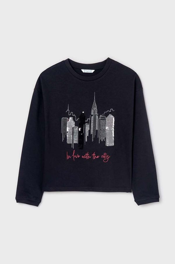 Mayoral Dječja pamučna majica dugih rukava Mayoral boja: crna, 7016