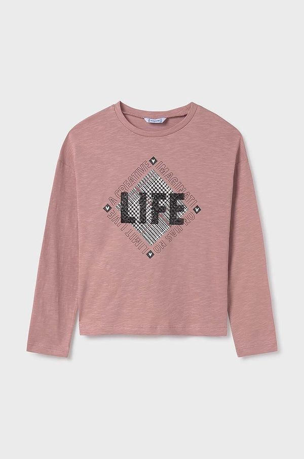 Mayoral Dječja pamučna majica dugih rukava Mayoral boja: ružičasta, 7008