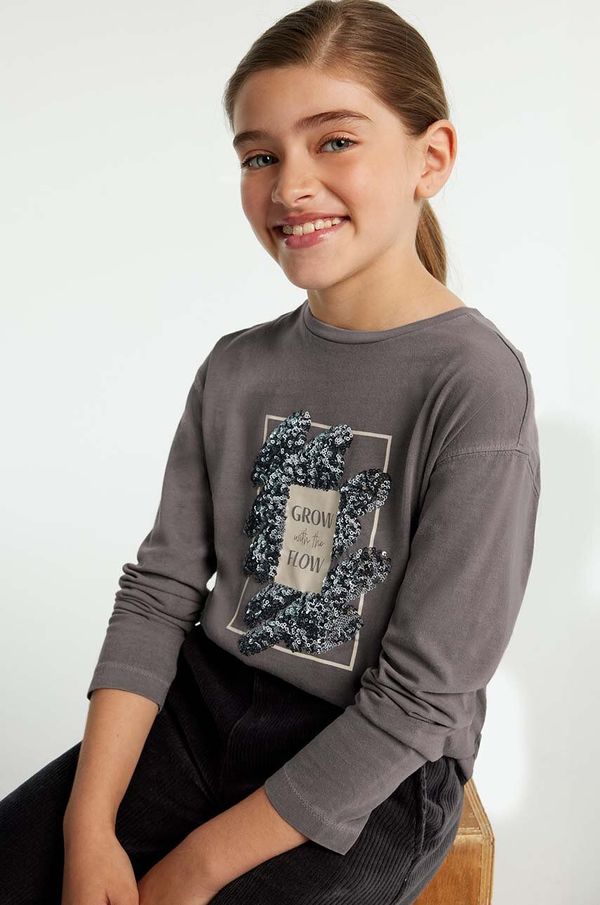 Mayoral Dječja pamučna majica dugih rukava Mayoral boja: siva, 7010