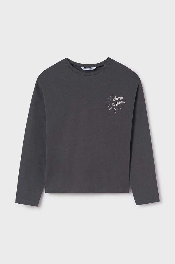 Mayoral Dječja pamučna majica dugih rukava Mayoral boja: siva, 7014