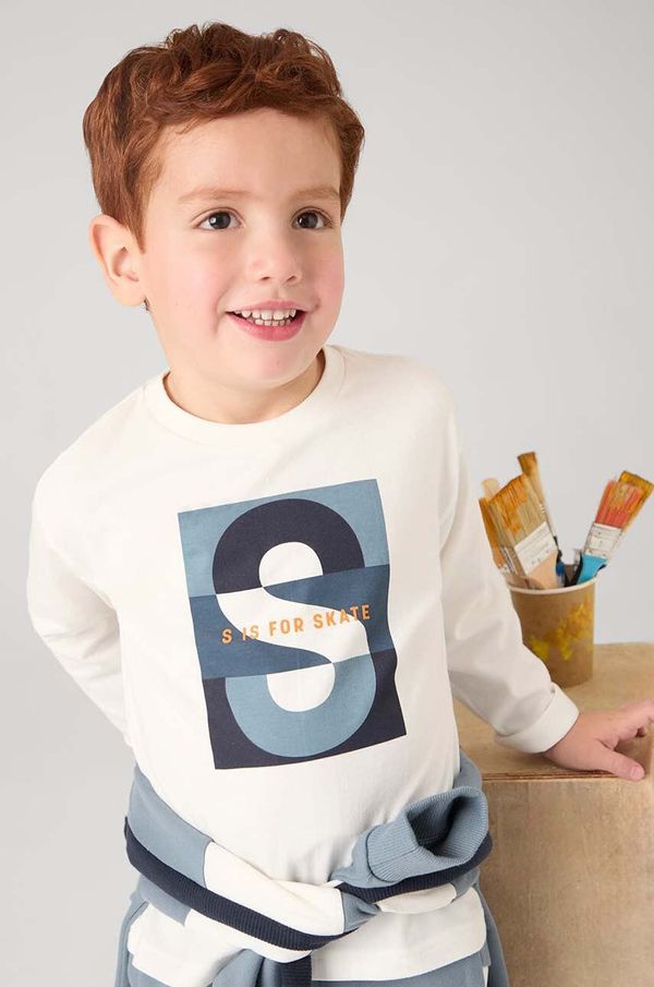 Mayoral Dječja pamučna majica dugih rukava Mayoral boja: siva, s tiskom, 4051