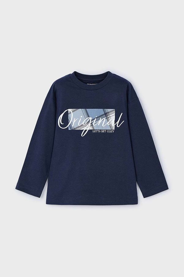 Mayoral Dječja pamučna majica dugih rukava Mayoral boja: tamno plava, s tiskom, 4046