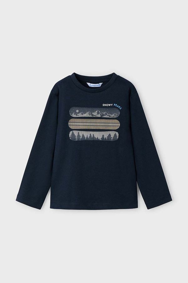 Mayoral Dječja pamučna majica dugih rukava Mayoral boja: tamno plava, s tiskom, 4055
