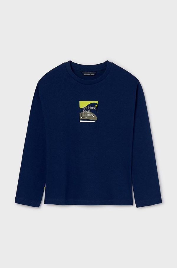 Mayoral Dječja pamučna majica dugih rukava Mayoral boja: tamno plava, s tiskom, 7082