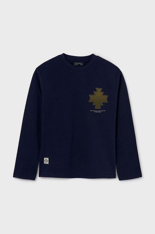 Mayoral Dječja pamučna majica dugih rukava Mayoral boja: tamno plava, s tiskom, 7085