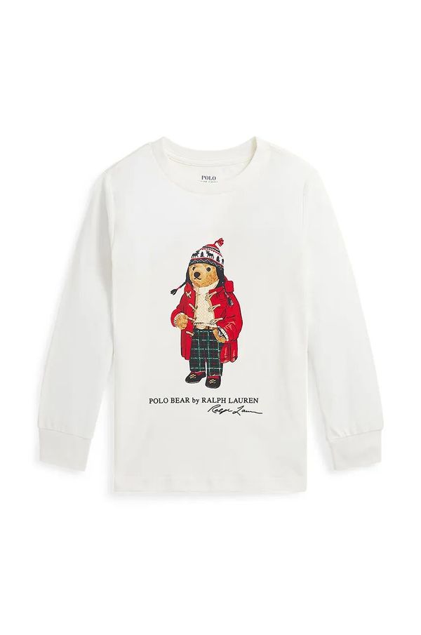 Polo Ralph Lauren Dječja pamučna majica dugih rukava Polo Ralph Lauren boja: bež, s tiskom, 322883620008