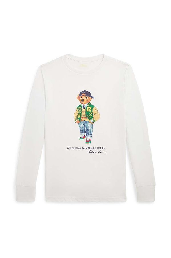 Polo Ralph Lauren Dječja pamučna majica dugih rukava Polo Ralph Lauren boja: bijela, s tiskom, 323883620010