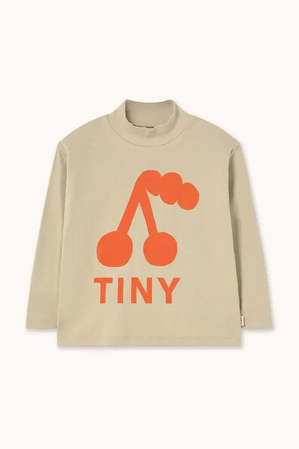 Tinycottons Dječja pamučna majica dugih rukava Tinycottons CHERRY GRAPHIC RIB MOCKNECK