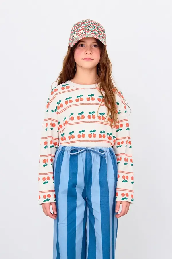 Tinycottons Dječja pamučna majica dugih rukava Tinycottons CHERRY PATTERN RIB TEE