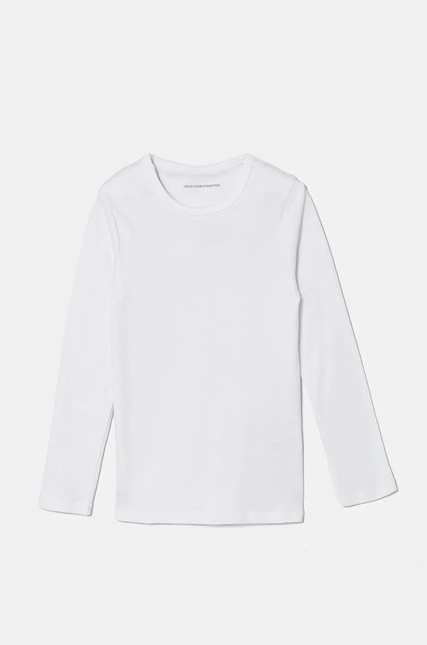 United Colors of Benetton Dječja pamučna majica dugih rukava United Colors of Benetton boja: bijela, 3FZ10M00C