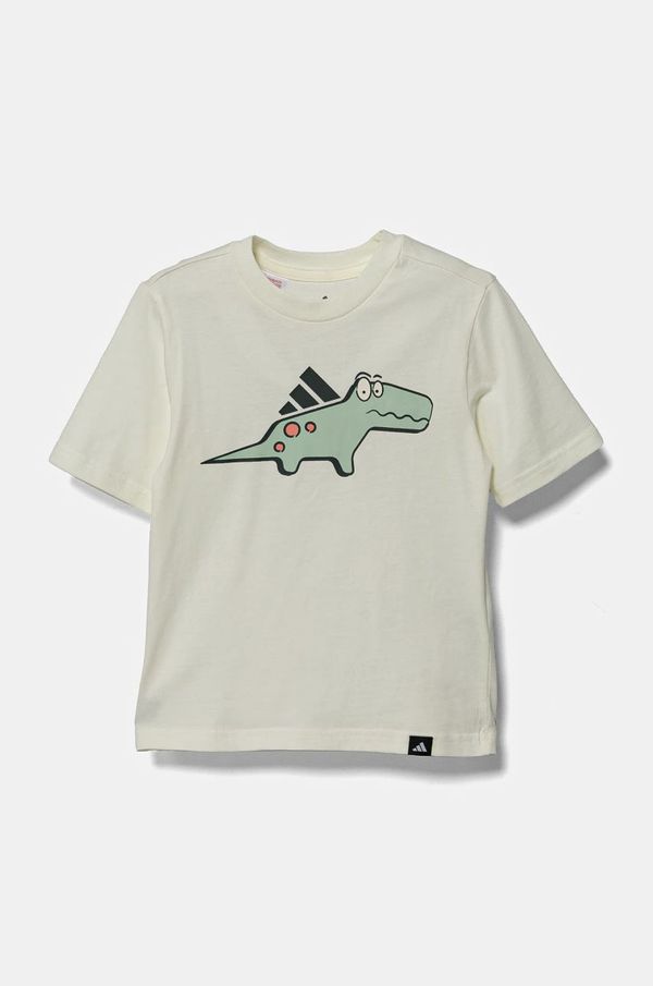 adidas Dječja pamučna majica kratkih rukava adidas boja: bež, s tiskom, JD3437