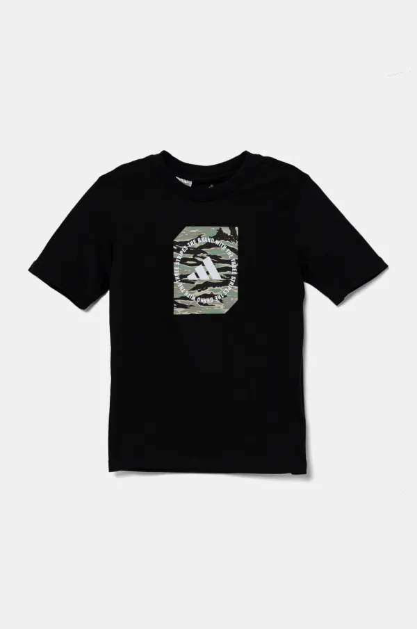 adidas Dječja pamučna majica kratkih rukava adidas boja: crna, s tiskom, JM8234