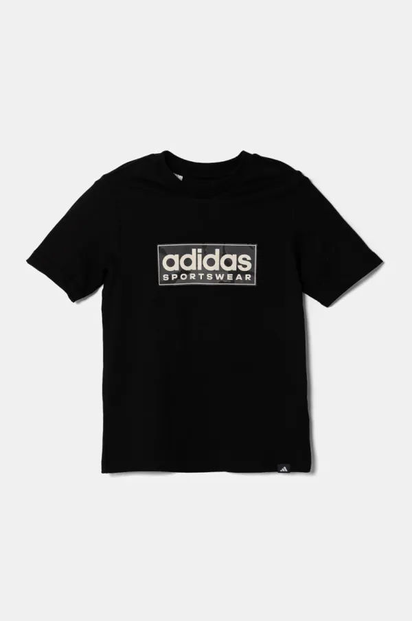 adidas Dječja pamučna majica kratkih rukava adidas boja: crna, s tiskom, JX6870