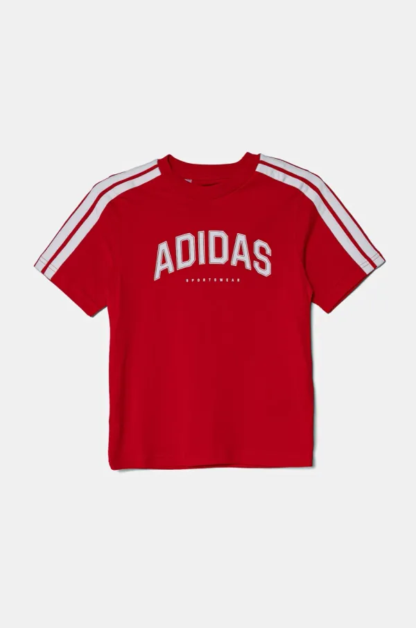adidas Dječja pamučna majica kratkih rukava adidas boja: crvena, s tiskom, JI6673