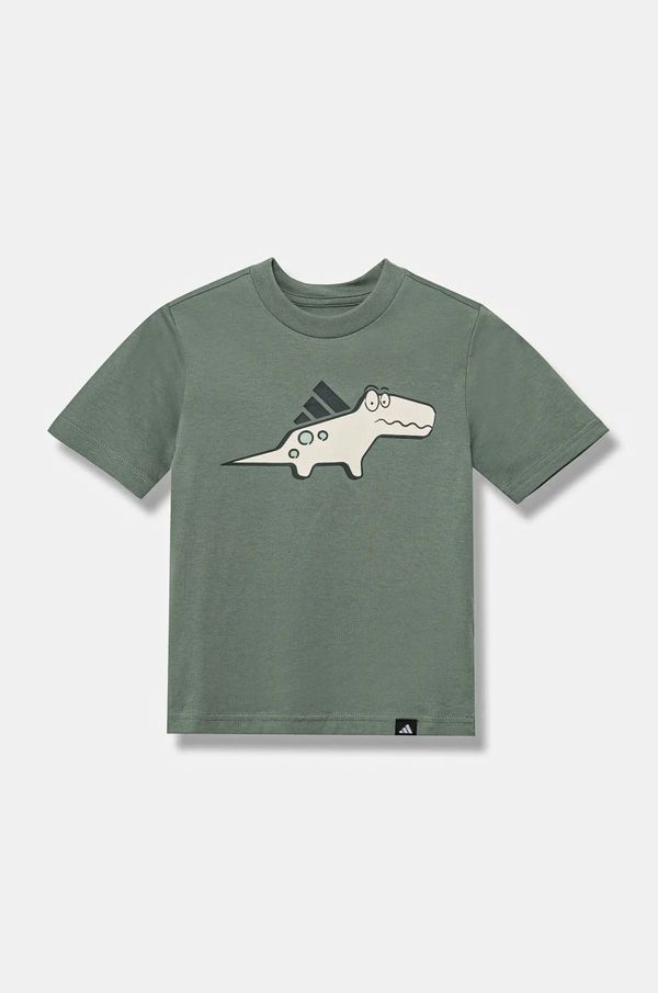 adidas Dječja pamučna majica kratkih rukava adidas boja: zelena, s tiskom, JD3438