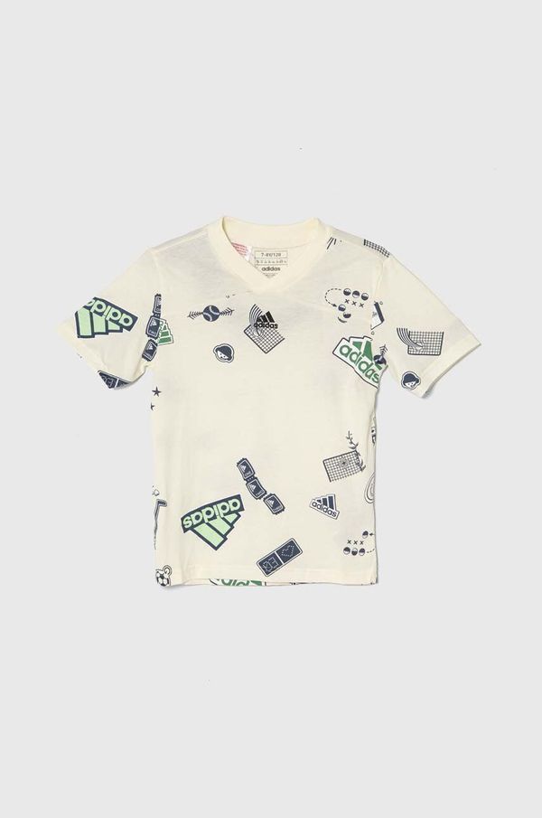 adidas Dječja pamučna majica kratkih rukava adidas boja: žuta, s uzorkom