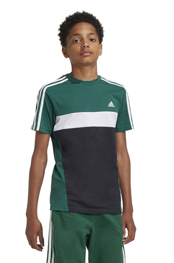 adidas Dječja pamučna majica kratkih rukava adidas J 3S TIB T boja: zelena, s tiskom, IW3494