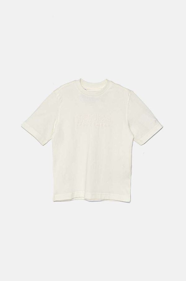 adidas Dječja pamučna majica kratkih rukava adidas J SZN GFX TEE boja: bež, s aplikacijom, IW0917