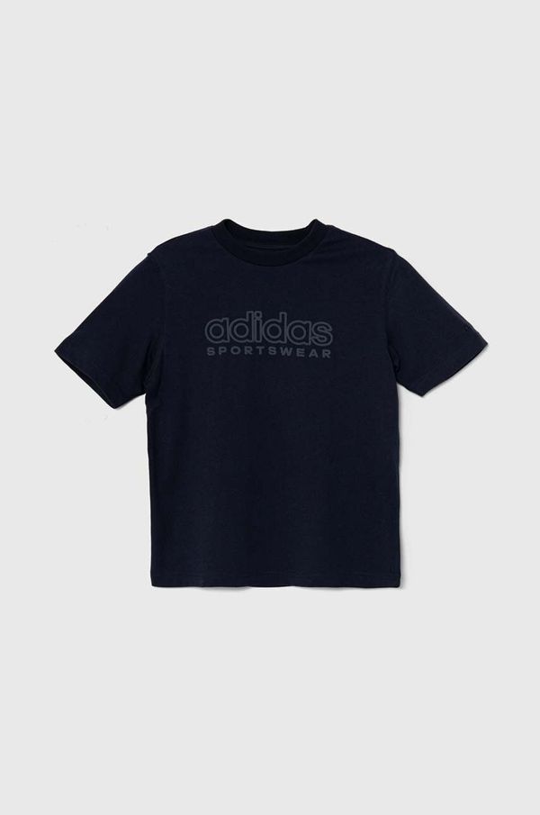 adidas Dječja pamučna majica kratkih rukava adidas J SZN GFX TEE boja: tamno plava, s tiskom, IW0916