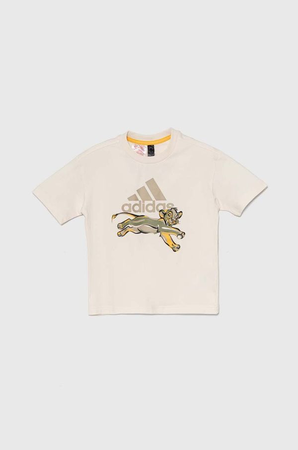 adidas Dječja pamučna majica kratkih rukava adidas LK DY LK T x Disney boja: bež, s tiskom, IV9643