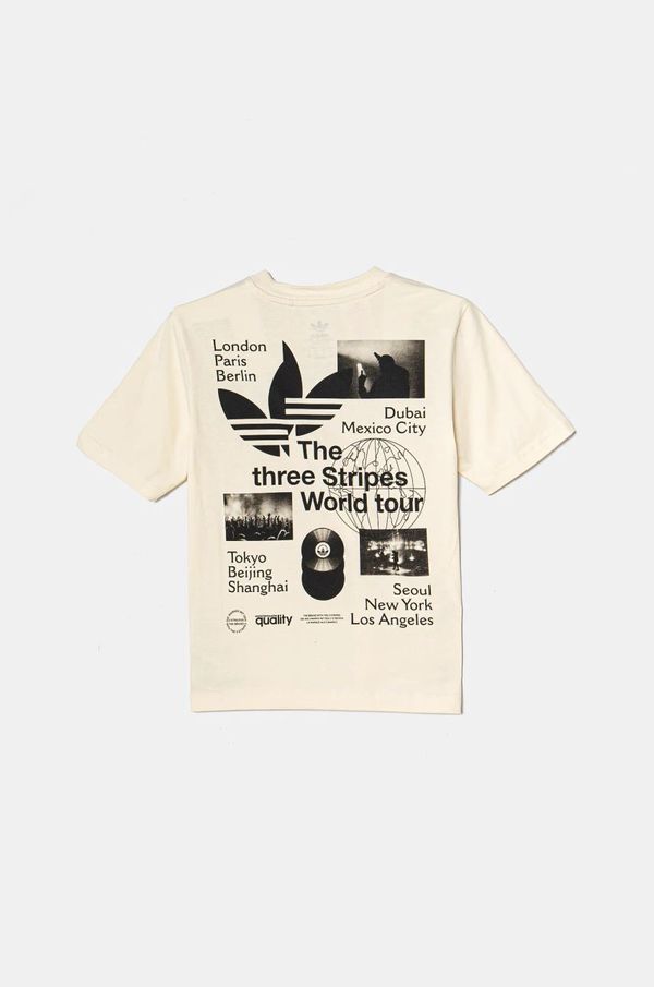 adidas Originals Dječja pamučna majica kratkih rukava adidas Originals boja: bež, s uzorkom, JD1279