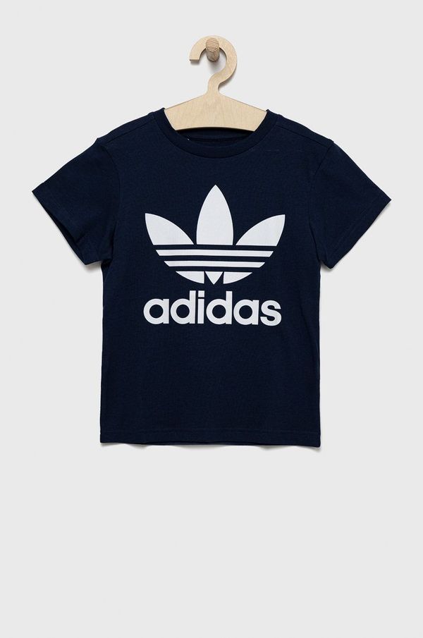 adidas Originals Dječja pamučna majica kratkih rukava adidas Originals boja: tamno plava, s tiskom