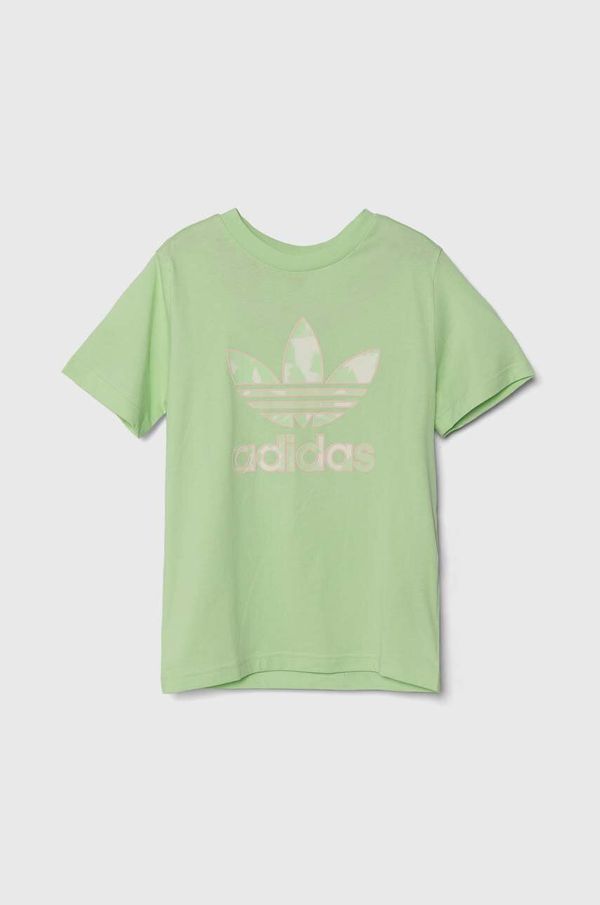 adidas Originals Dječja pamučna majica kratkih rukava adidas Originals boja: zelena, s aplikacijom