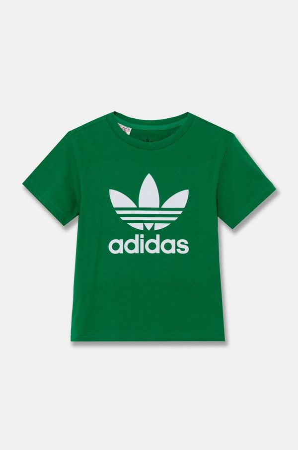 adidas Originals Dječja pamučna majica kratkih rukava adidas Originals boja: zelena, s tiskom, IY4013