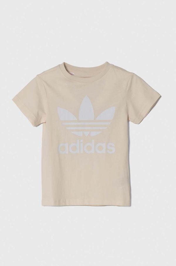 adidas Originals Dječja pamučna majica kratkih rukava adidas Originals TREFOIL TEE boja: bež, s tiskom