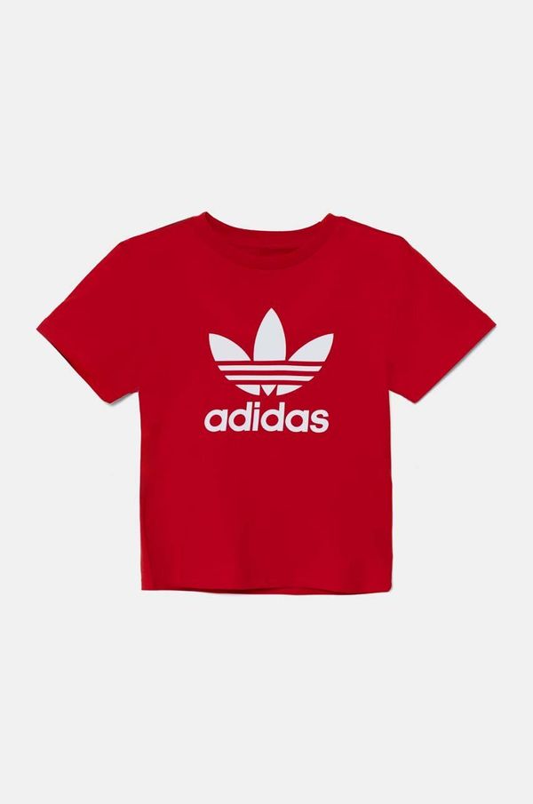 adidas Originals Dječja pamučna majica kratkih rukava adidas Originals TREFOIL TEE boja: crvena, s tiskom, IY7423