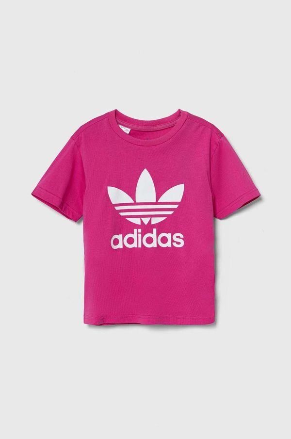 adidas Originals Dječja pamučna majica kratkih rukava adidas Originals TREFOIL TEE boja: ružičasta, IY2384