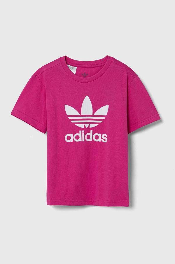 adidas Originals Dječja pamučna majica kratkih rukava adidas Originals TREFOIL TEE boja: ružičasta, IY7419