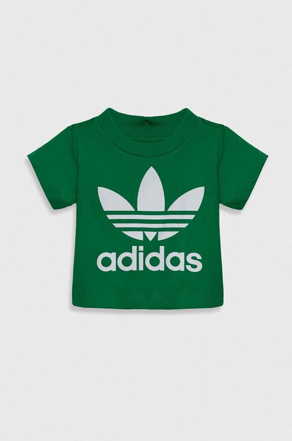 adidas Originals Dječja pamučna majica kratkih rukava adidas Originals TREFOIL TEE boja: zelena, s tiskom