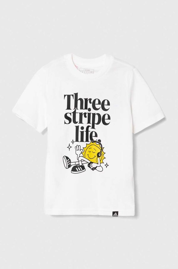 adidas Dječja pamučna majica kratkih rukava adidas POS TABLE boja: bijela, s tiskom, IW2477