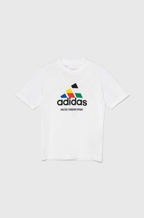 adidas Dječja pamučna majica kratkih rukava adidas TIRO NATIONS T boja: bijela, s tiskom, IW8148